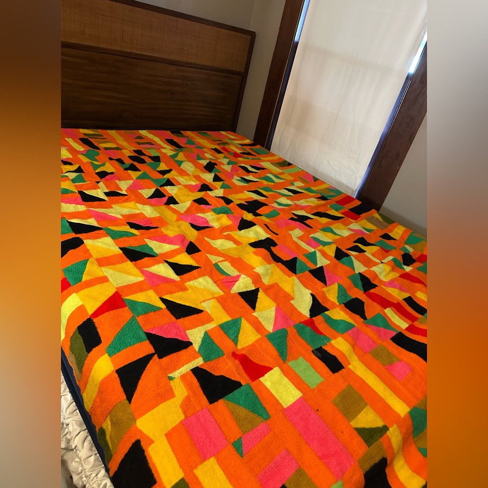 Vintage 1980s Geometric Quilt
